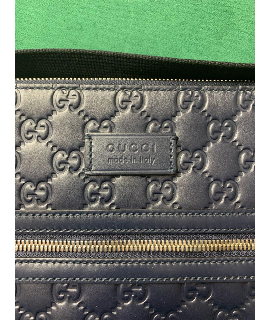 GUCCI Темно-синяя кожаная сумка на плечо, фото 2