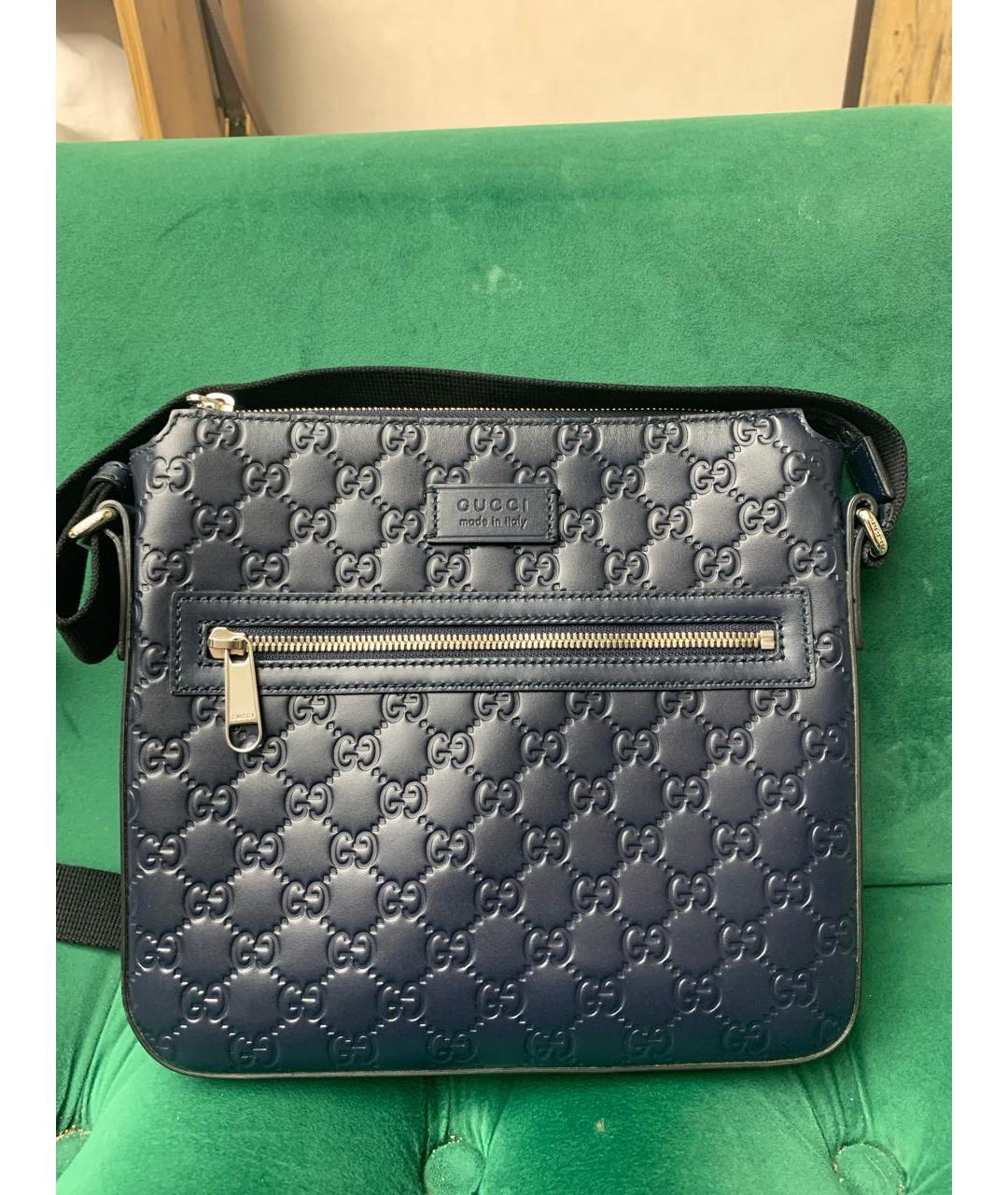 GUCCI Темно-синяя кожаная сумка на плечо, фото 9