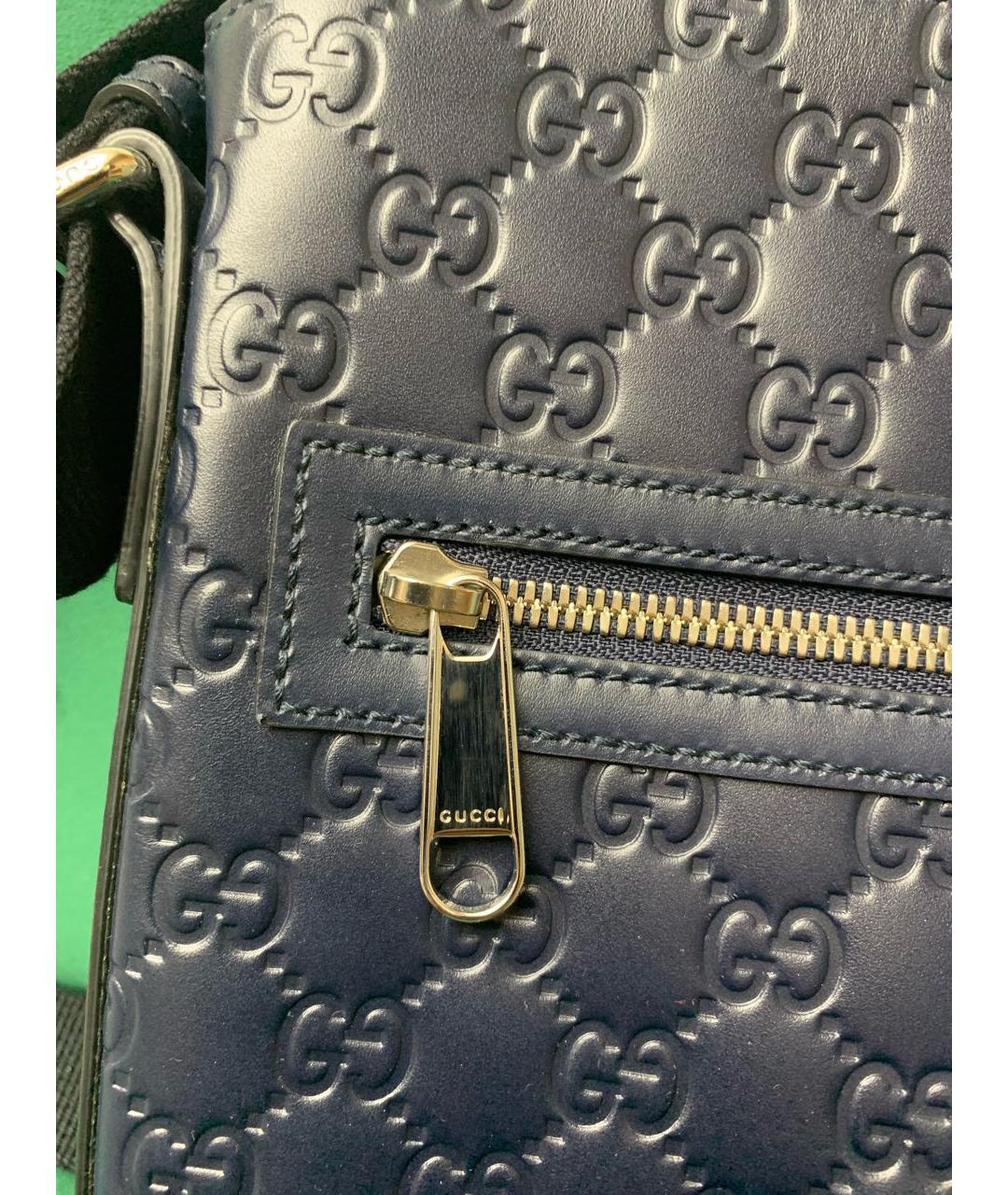 GUCCI Темно-синяя кожаная сумка на плечо, фото 3