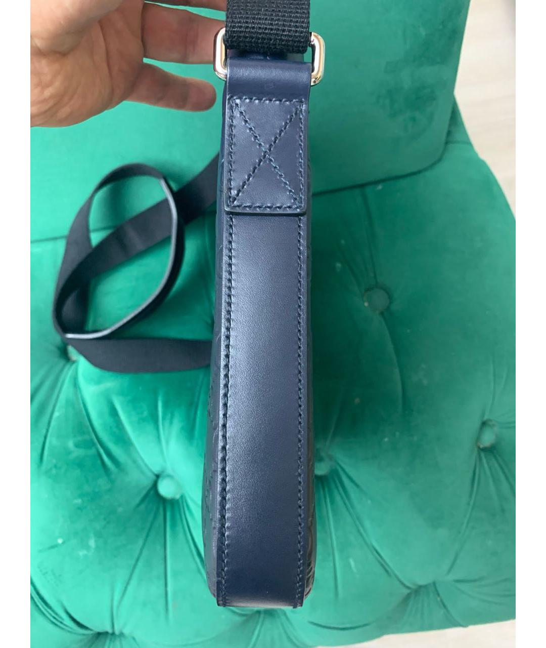 GUCCI Темно-синяя кожаная сумка на плечо, фото 7