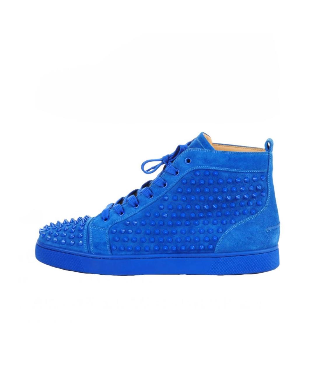 CHRISTIAN LOUBOUTIN Синие замшевые высокие кроссовки / кеды, фото 7