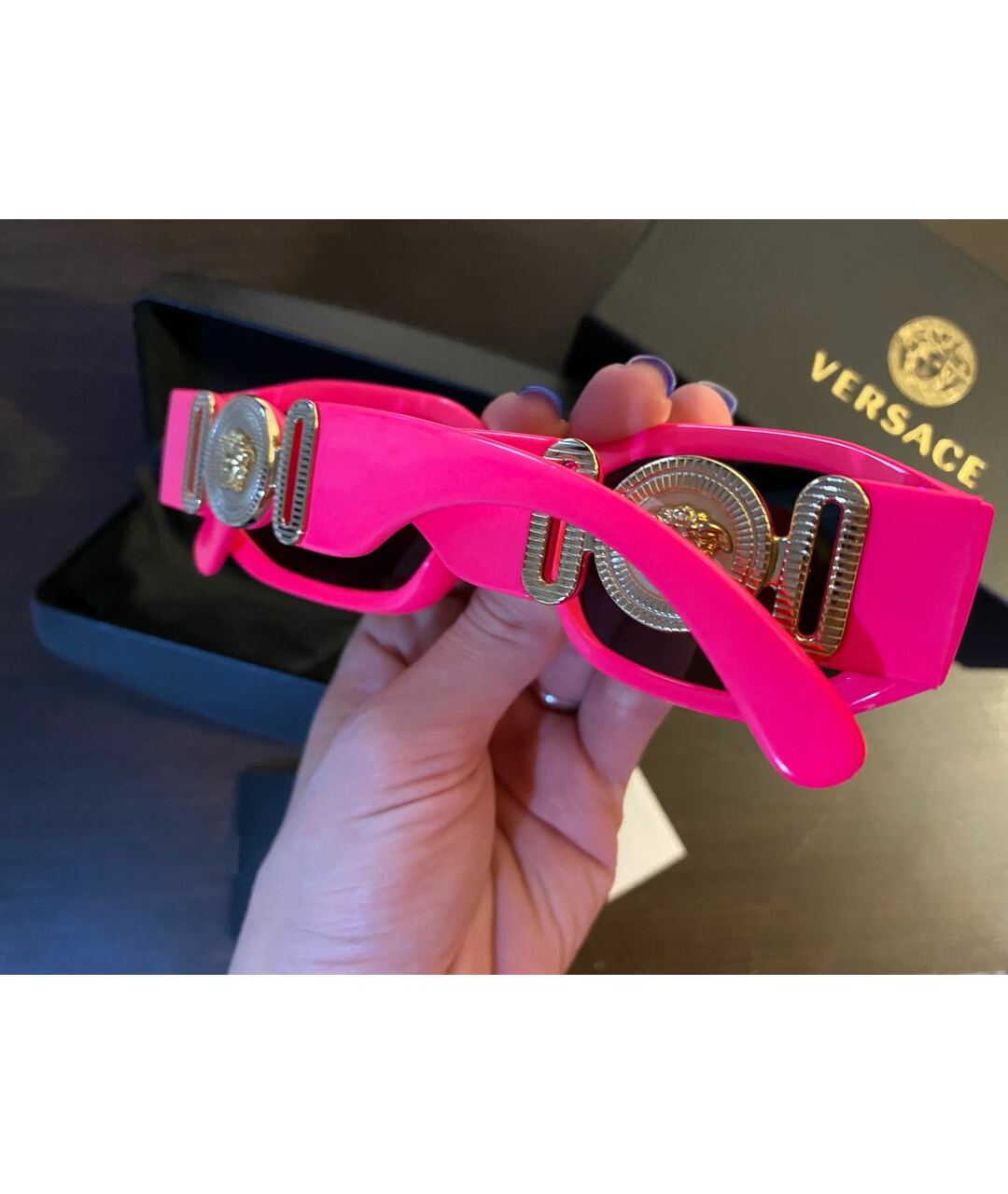VERSACE Розовые пластиковые солнцезащитные очки, фото 2
