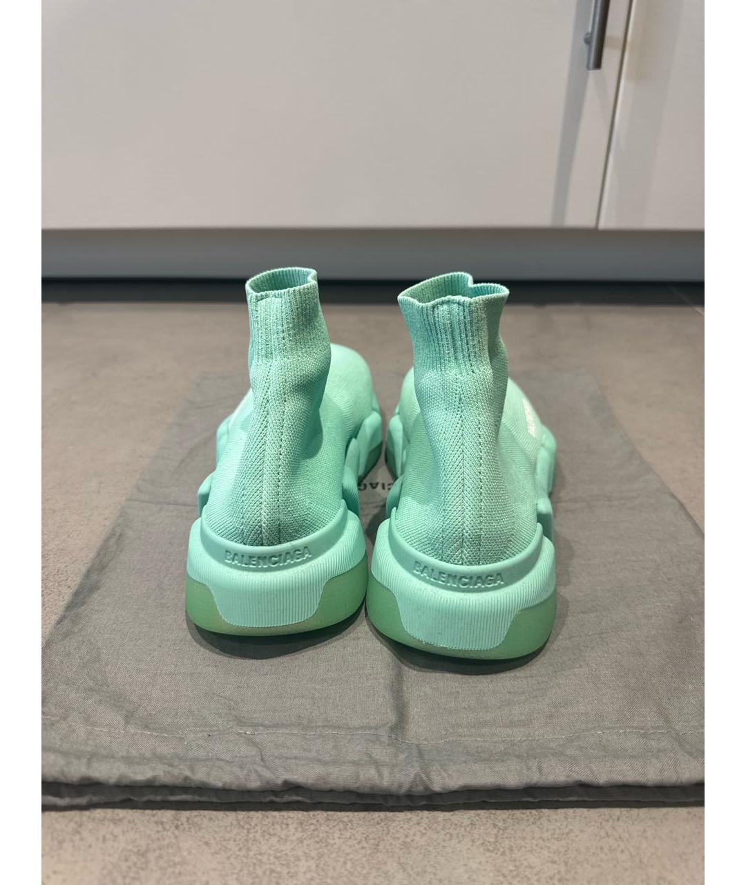 BALENCIAGA Бирюзовые текстильные кроссовки, фото 4