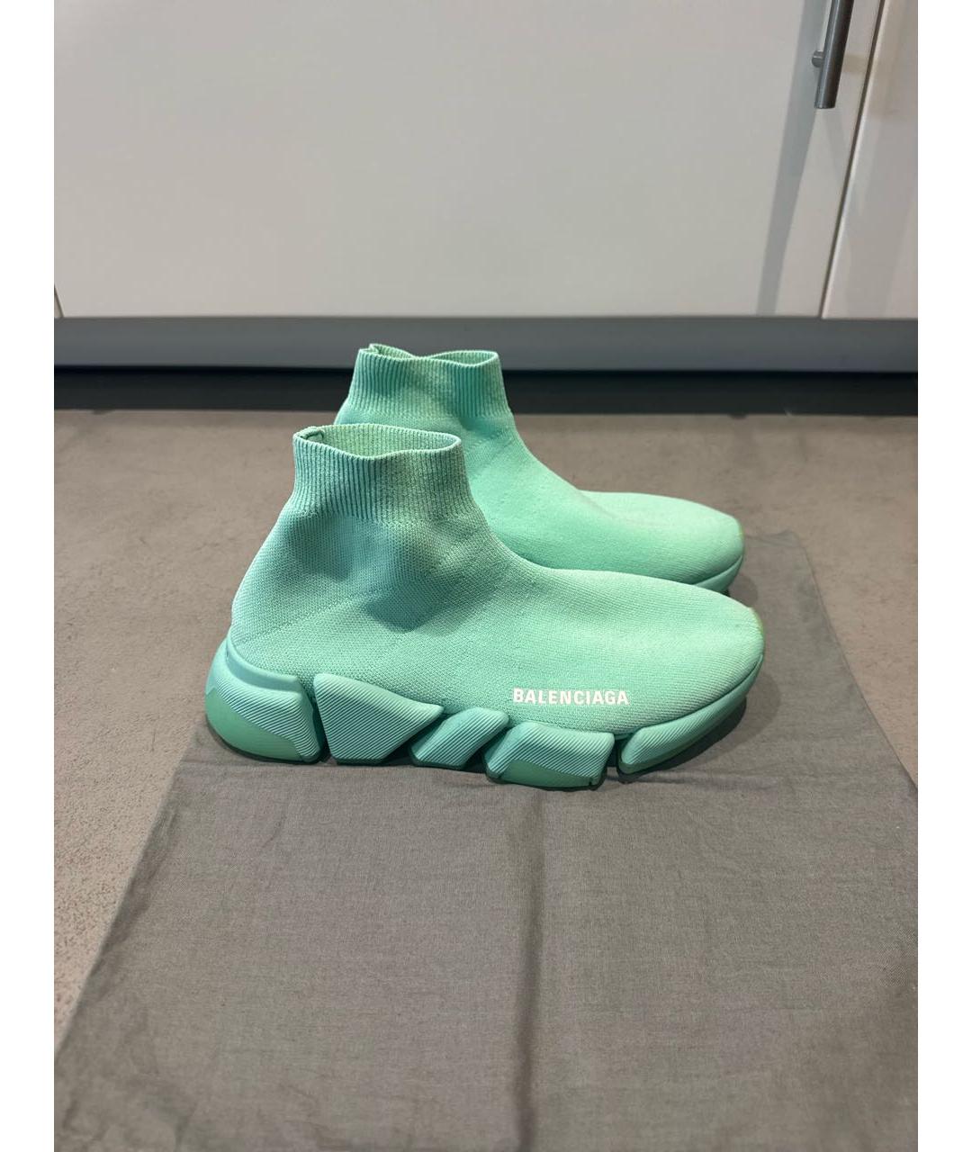 BALENCIAGA Бирюзовые текстильные кроссовки, фото 7