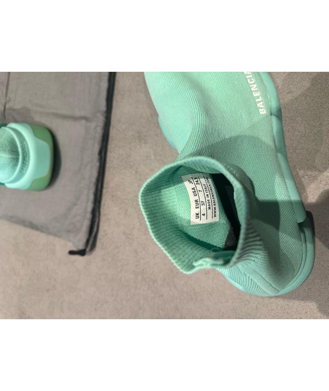 BALENCIAGA Бирюзовые текстильные кроссовки, фото 5