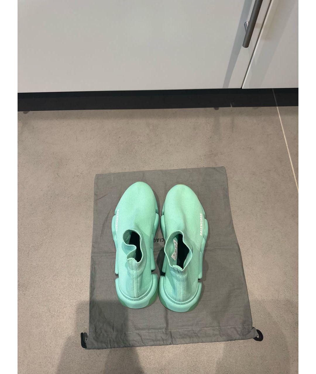 BALENCIAGA Бирюзовые текстильные кроссовки, фото 3