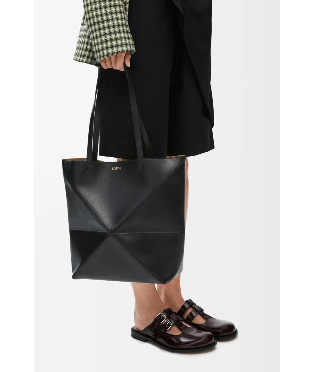LOEWE Черная кожаная сумка тоут, фото 2
