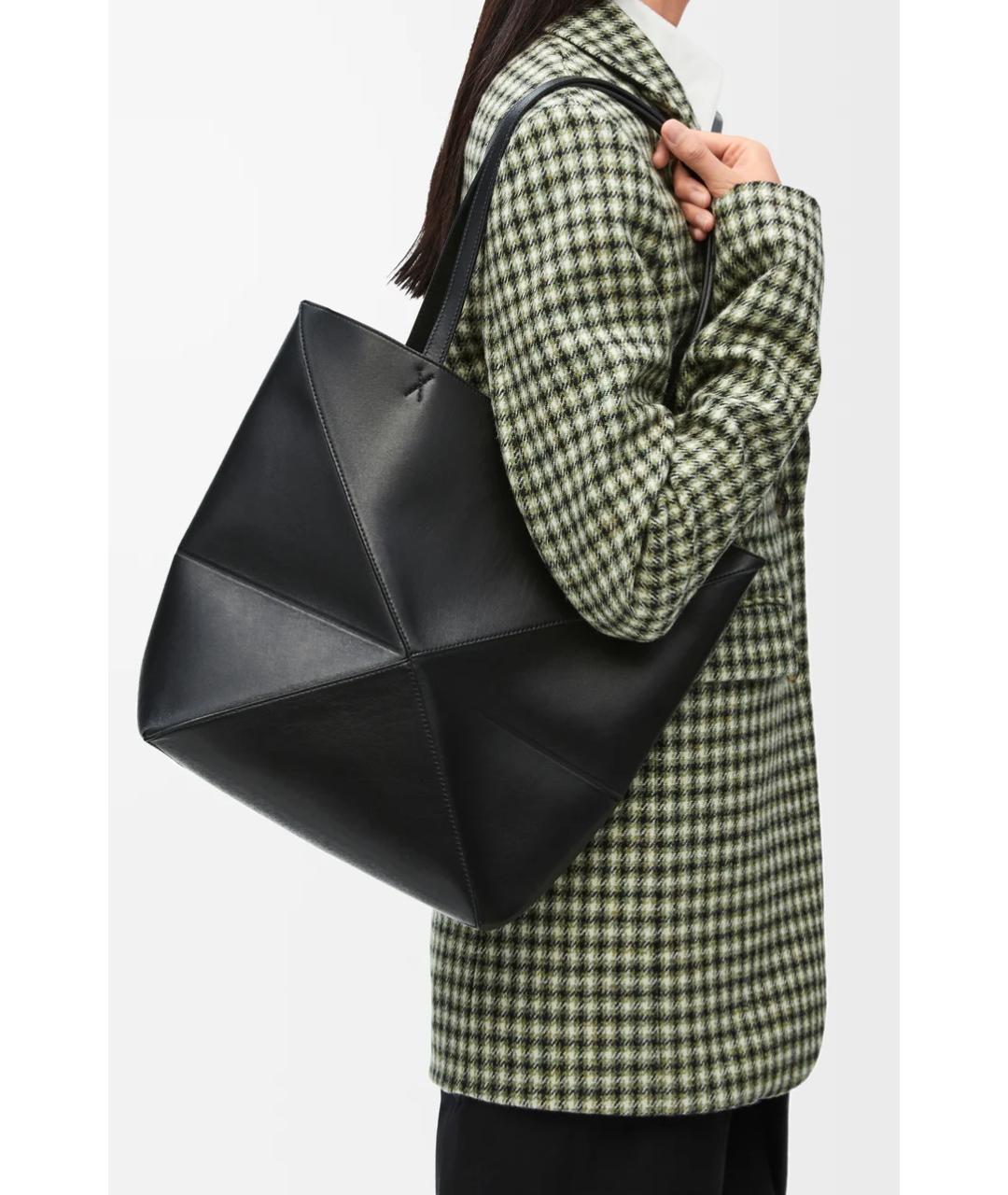 LOEWE Черная кожаная сумка тоут, фото 3