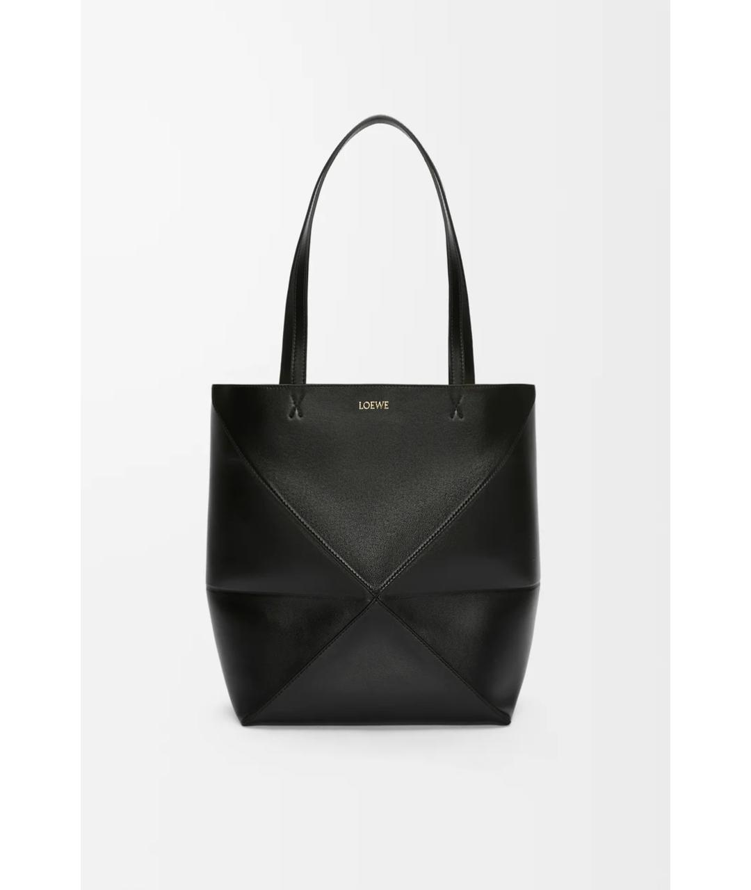 LOEWE Черная кожаная сумка тоут, фото 6