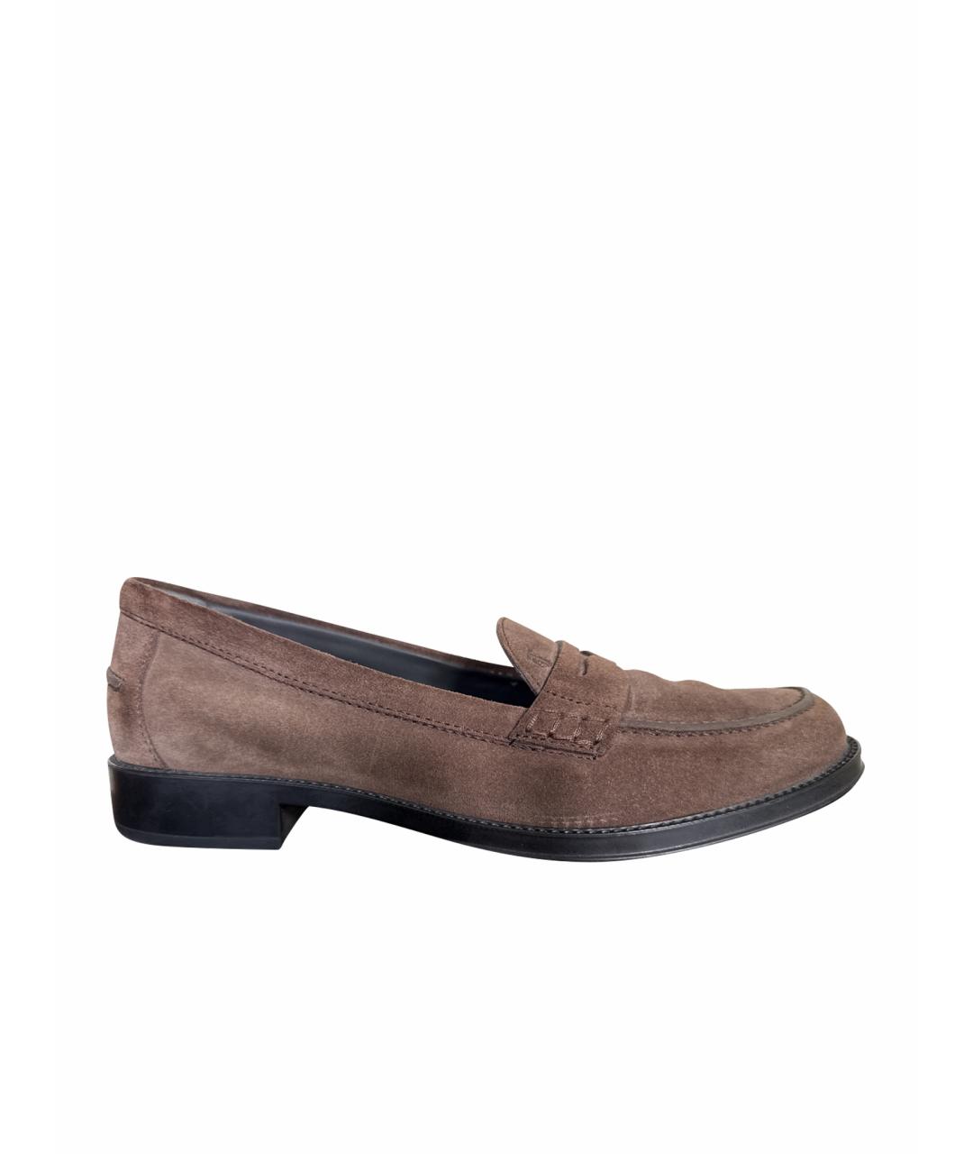 TOD'S Коричневые замшевые лоферы, фото 1