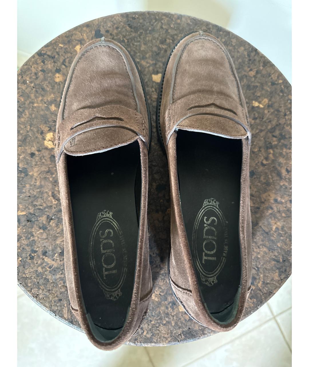 TOD'S Коричневые замшевые лоферы, фото 3