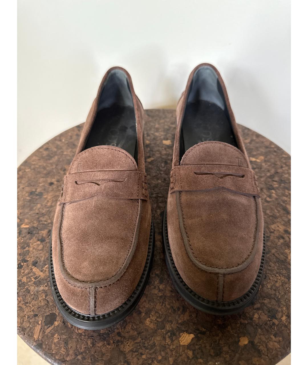 TOD'S Коричневые замшевые лоферы, фото 2