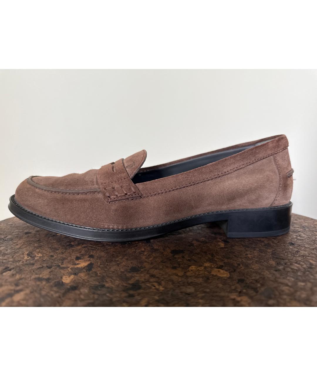 TOD'S Коричневые замшевые лоферы, фото 6