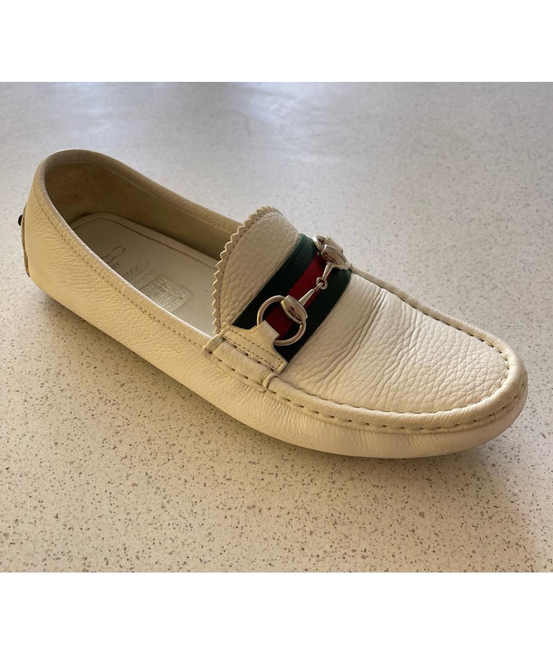 GUCCI Белые кожаные мокасины, фото 6