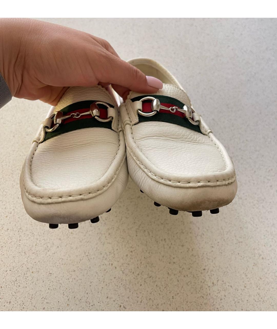 GUCCI Белые кожаные мокасины, фото 5