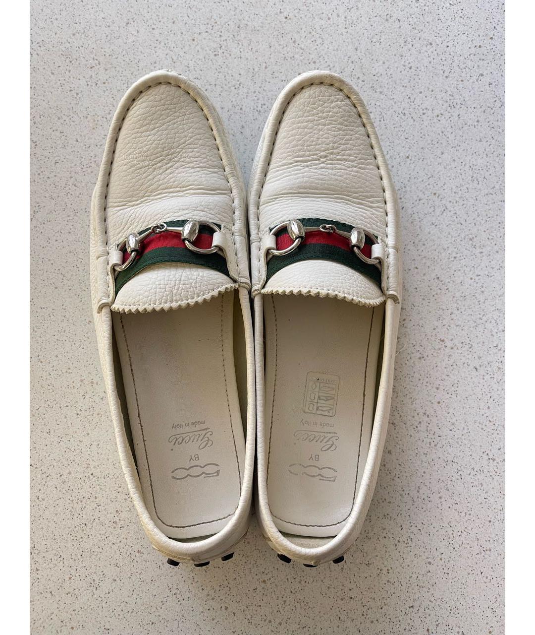 GUCCI Белые кожаные мокасины, фото 2