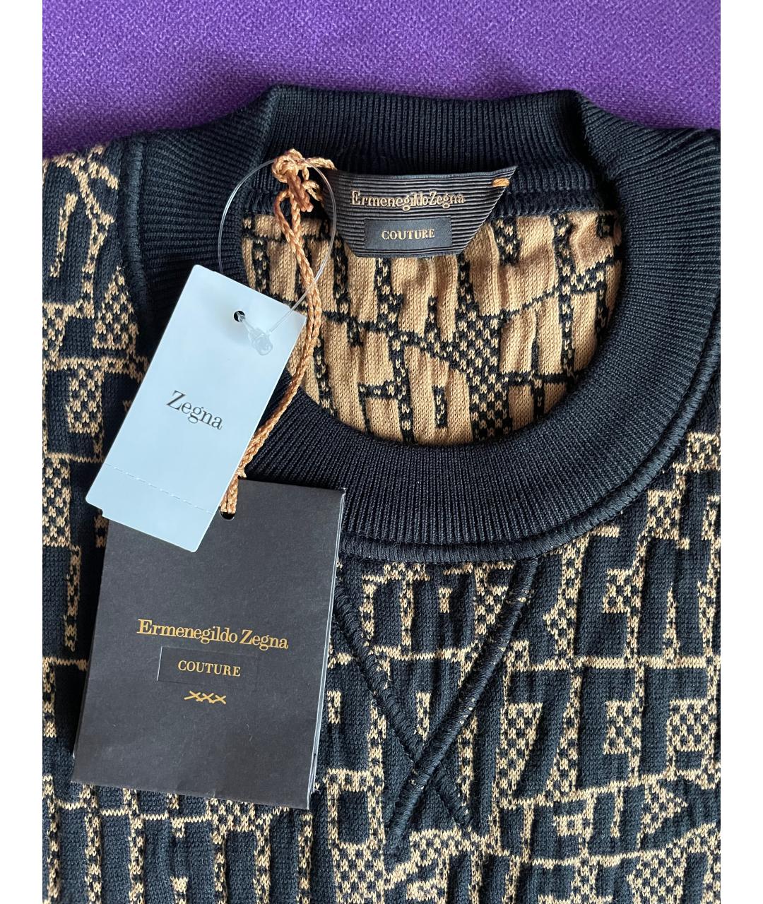 ERMENEGILDO ZEGNA XXX Коричневый хлопко-эластановый джемпер / свитер, фото 3