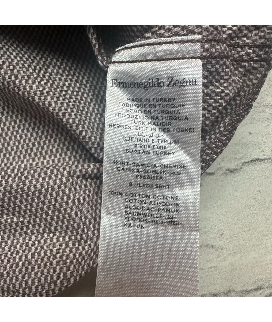 ERMENEGILDO ZEGNA Коричневая хлопковая кэжуал рубашка, фото 7
