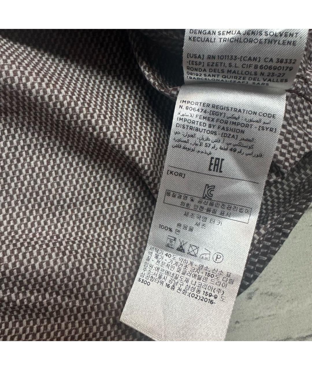 ERMENEGILDO ZEGNA Коричневая хлопковая кэжуал рубашка, фото 8