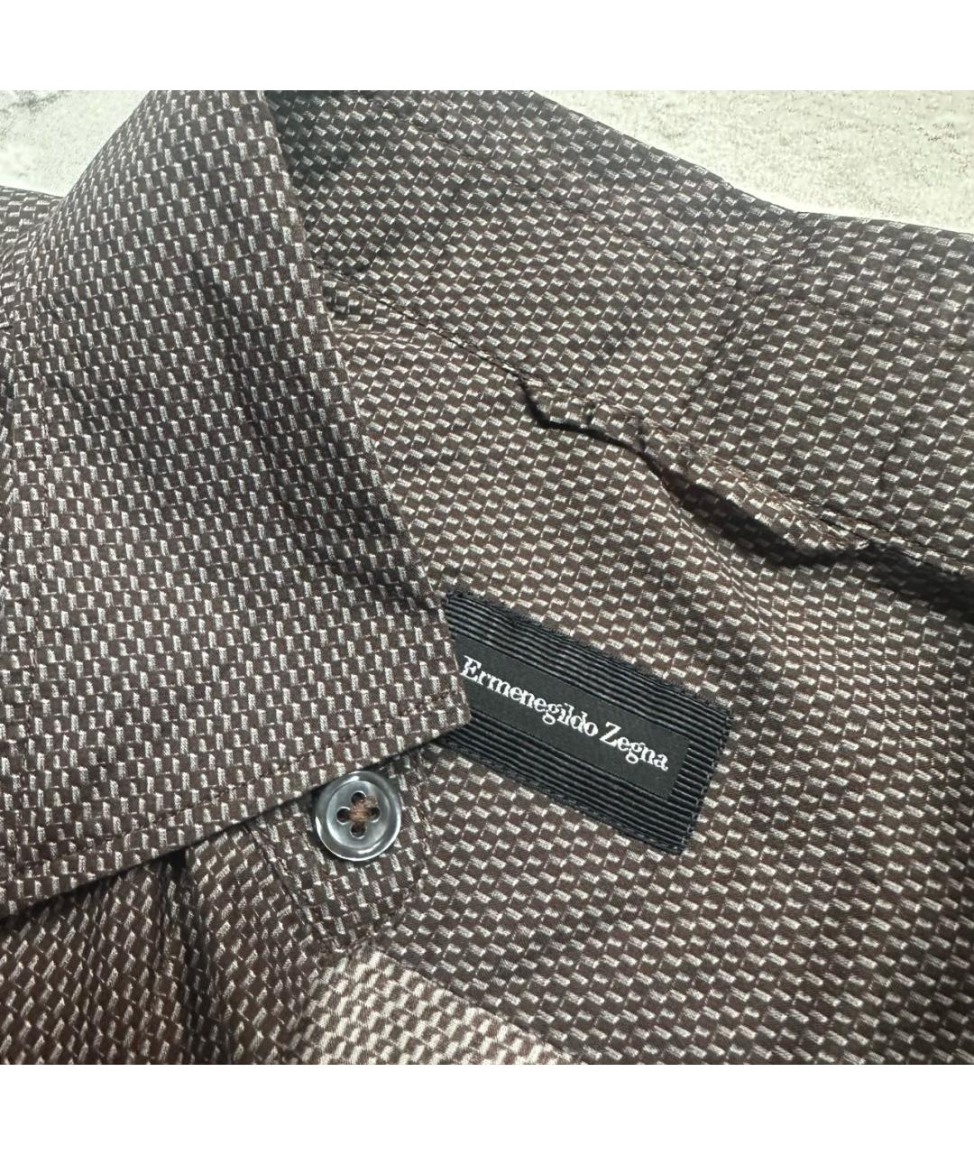 ERMENEGILDO ZEGNA Коричневая хлопковая кэжуал рубашка, фото 5