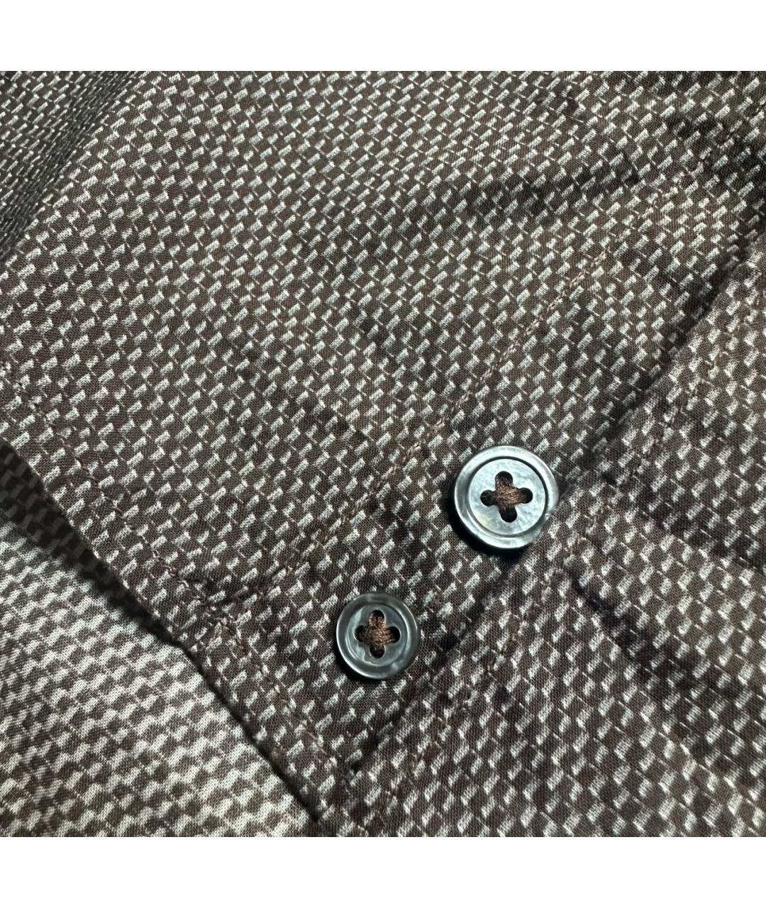 ERMENEGILDO ZEGNA Коричневая хлопковая кэжуал рубашка, фото 4