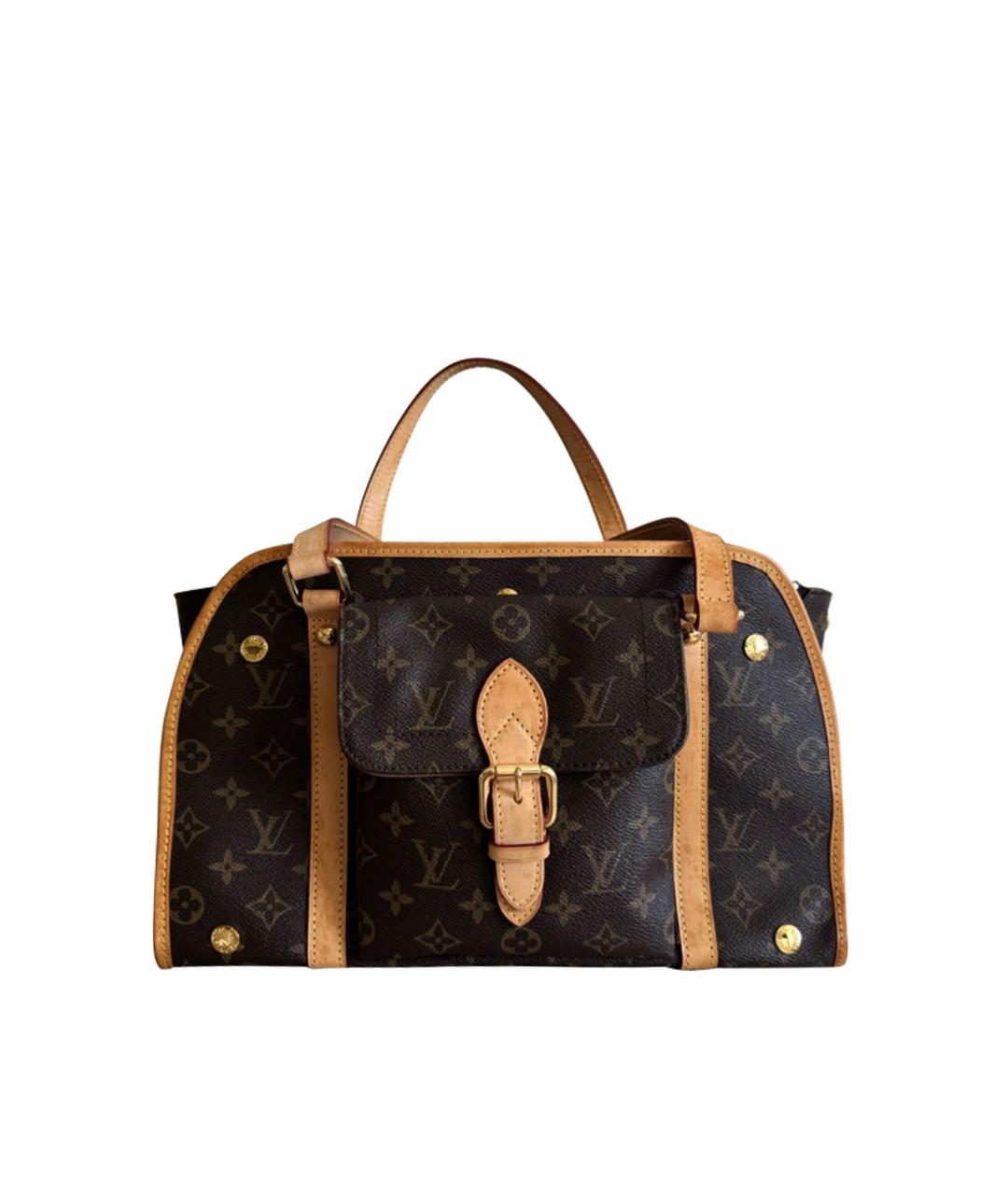 LOUIS VUITTON Коричневая кожаная сумка с короткими ручками, фото 1