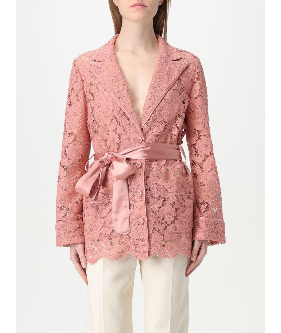 DOLCE&GABBANA Розовая кружевная рубашка, фото 2