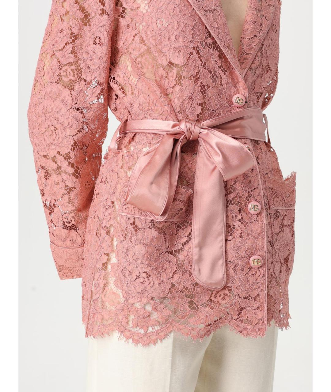 DOLCE&GABBANA Розовая кружевная рубашка, фото 5
