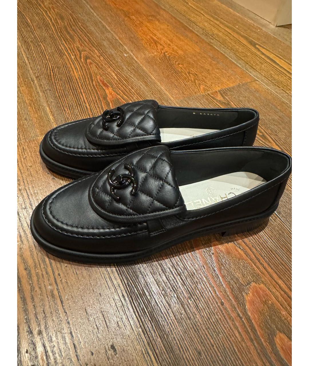 CHANEL Черные кожаные лоферы, фото 4