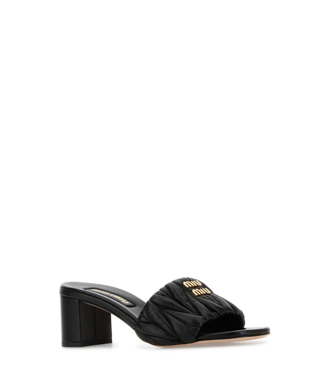 MIU MIU Черные кожаные мюли, фото 2