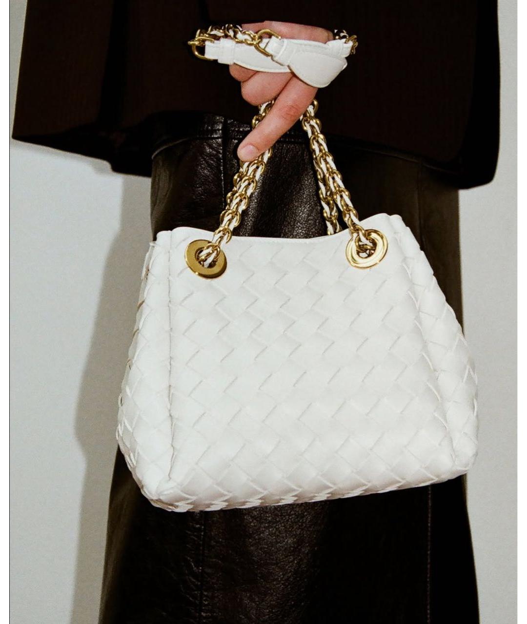 BOTTEGA VENETA Белая кожаная сумка через плечо, фото 2