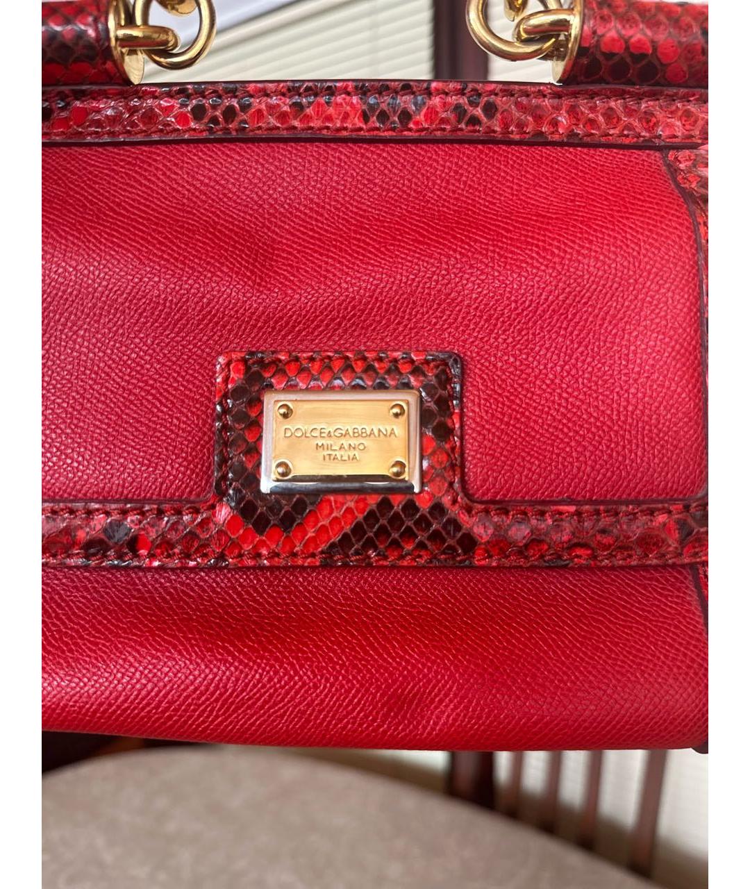 DOLCE&GABBANA Красная кожаная сумка с короткими ручками, фото 7