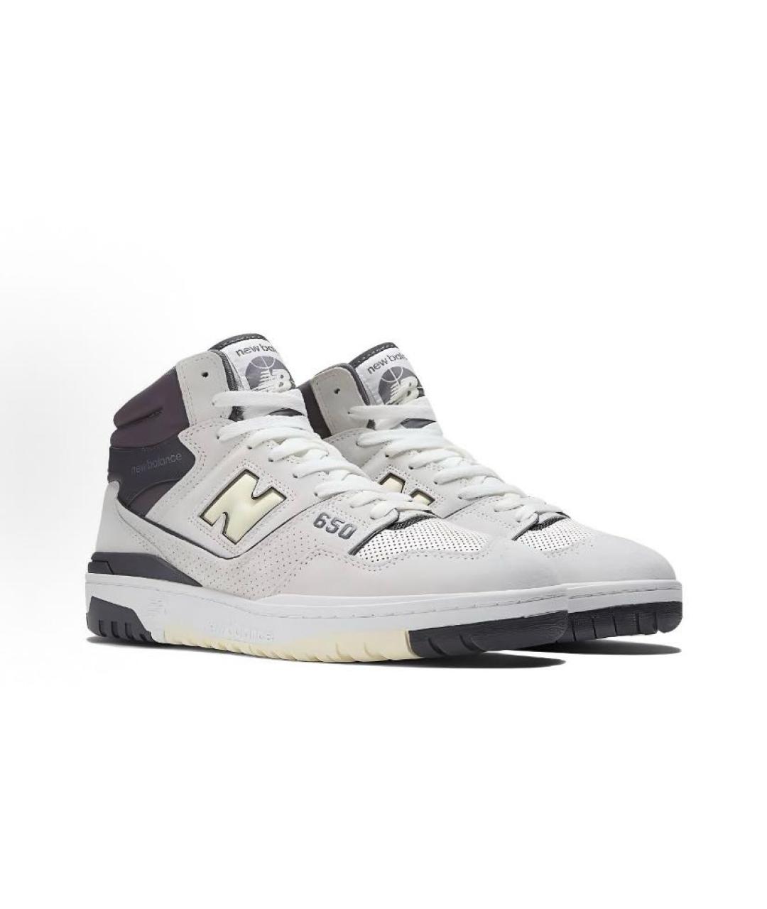 NEW BALANCE Бежевые кожаные высокие кроссовки / кеды, фото 4
