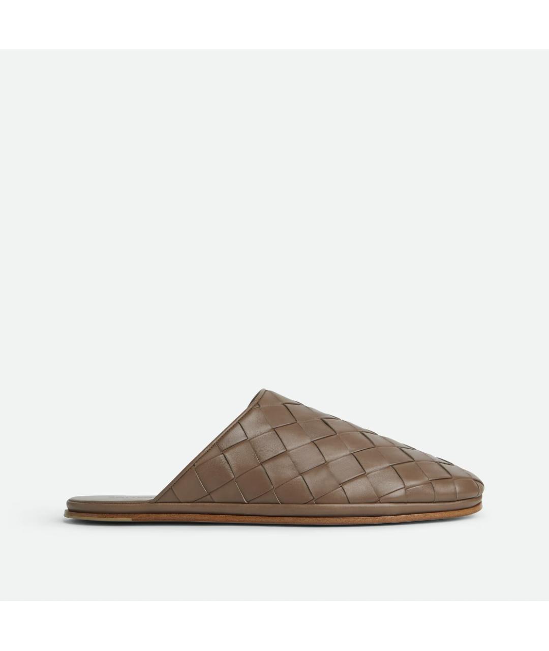 BOTTEGA VENETA Коричневые кожаные шлепанцы, фото 6