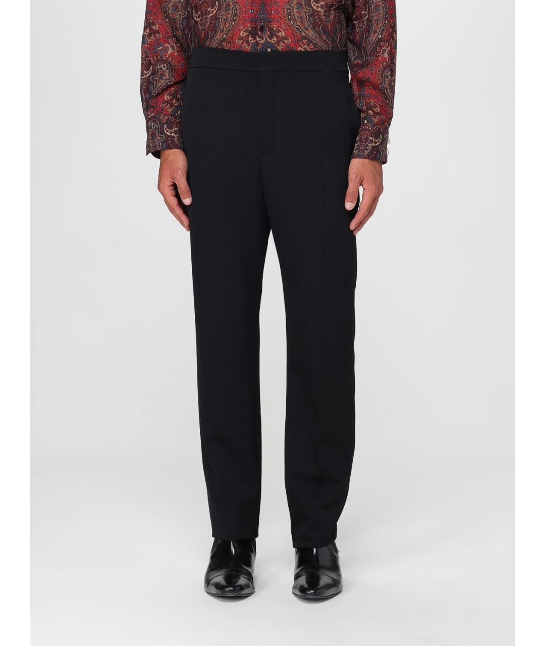 SAINT LAURENT Черные шерстяные классические брюки, фото 2
