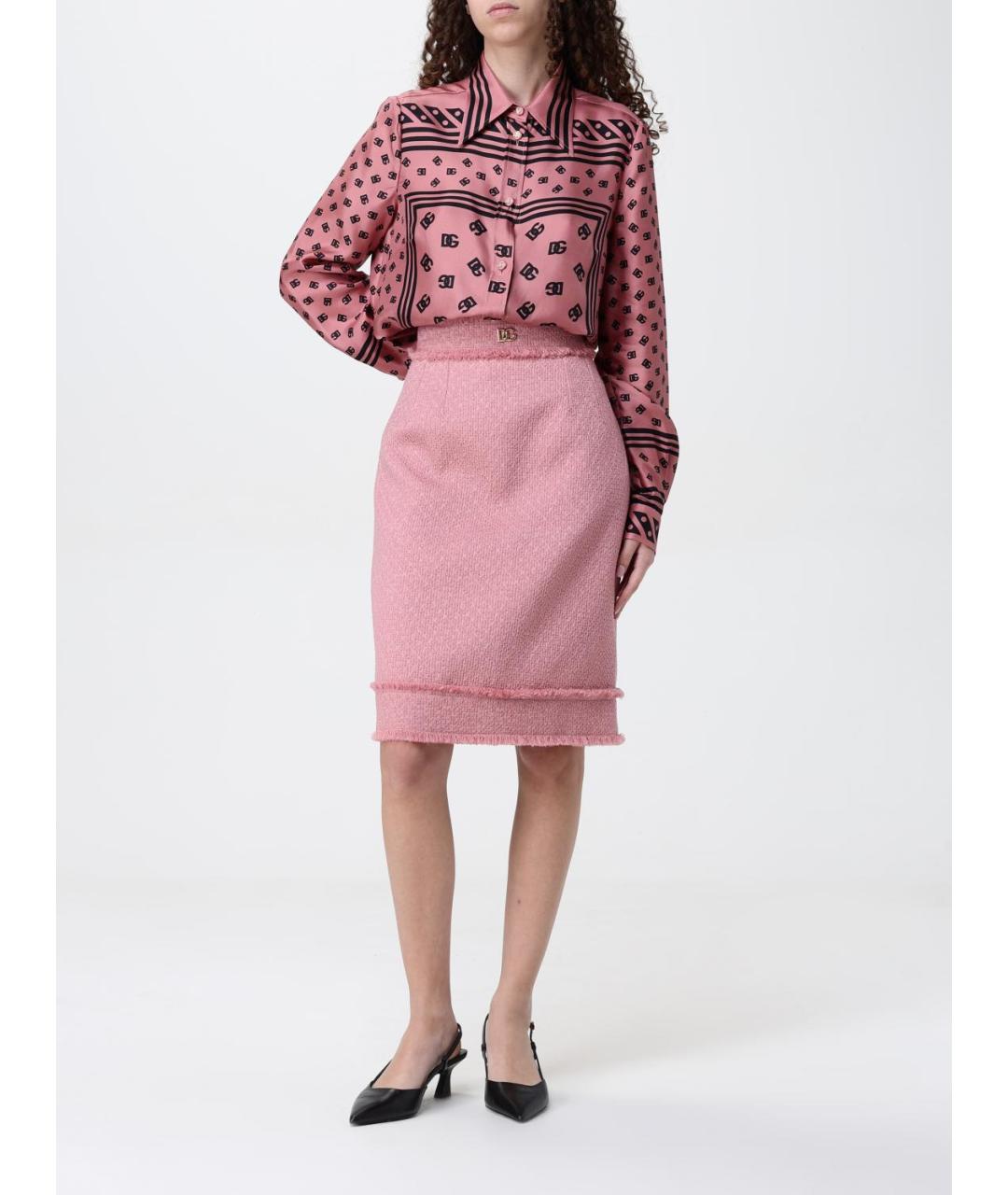 DOLCE&GABBANA Розовая шелковая рубашка, фото 3