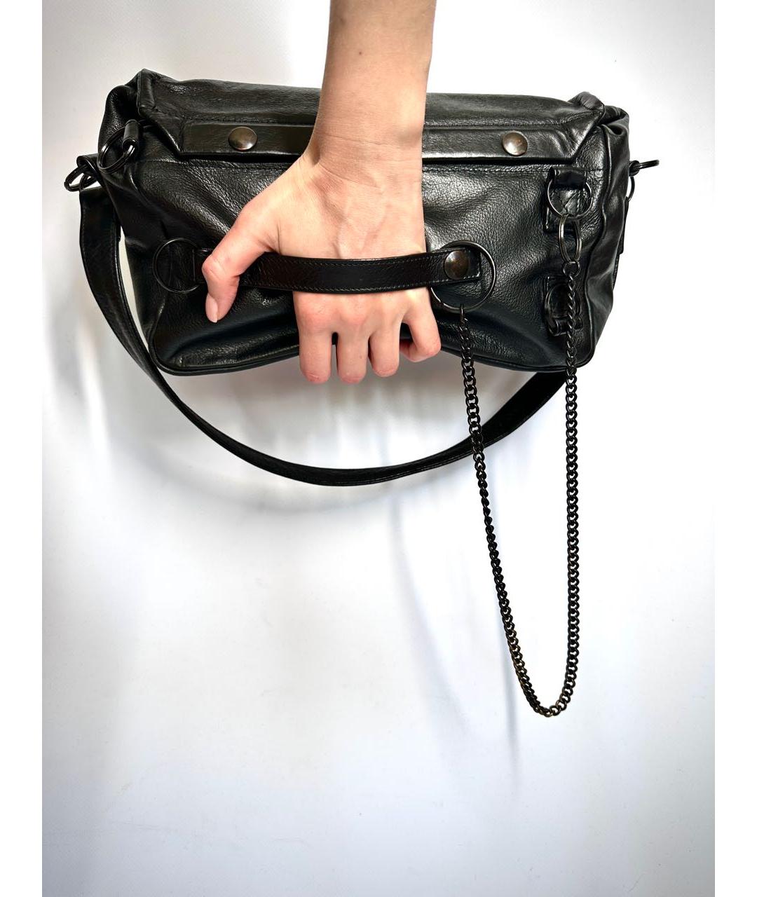 ANN DEMEULEMEESTER Черная кожаная сумка с короткими ручками, фото 2