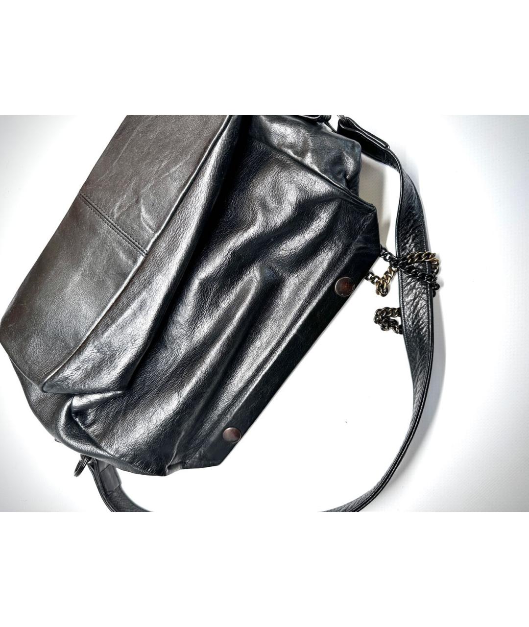 ANN DEMEULEMEESTER Черная кожаная сумка с короткими ручками, фото 3