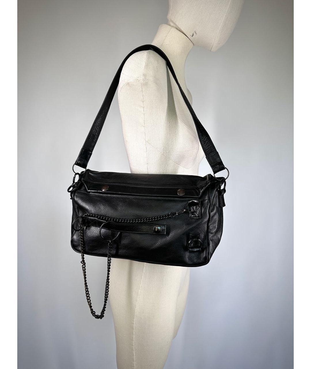 ANN DEMEULEMEESTER Черная кожаная сумка с короткими ручками, фото 8
