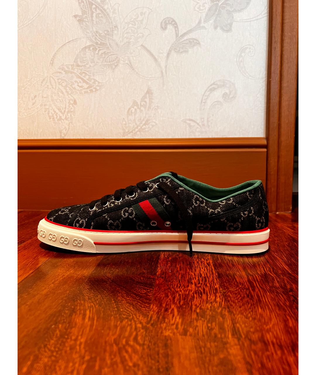 GUCCI Черные текстильные низкие кроссовки / кеды, фото 2