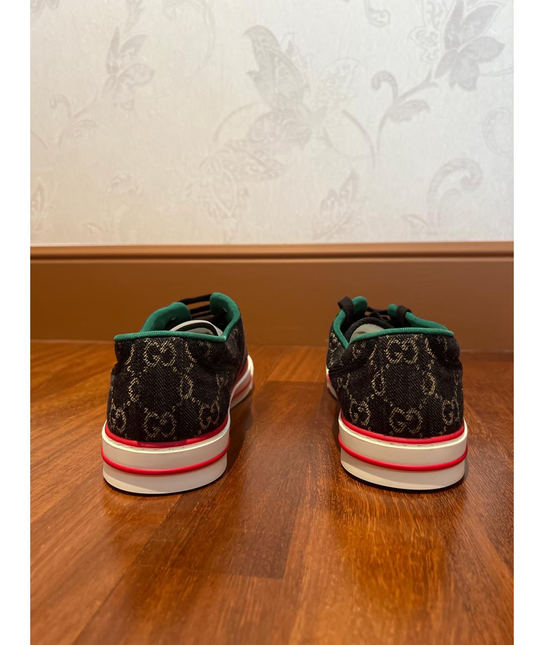 GUCCI Черные текстильные низкие кроссовки / кеды, фото 4