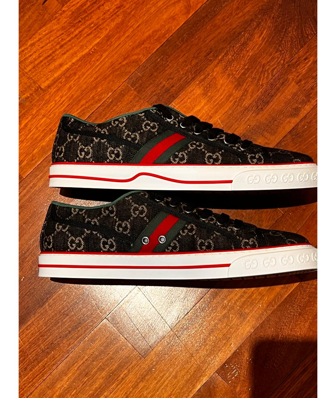 GUCCI Черные текстильные низкие кроссовки / кеды, фото 6