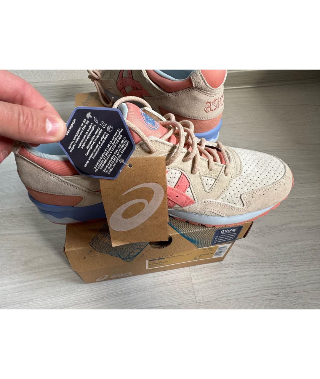 ASICS Бежевые замшевые низкие кроссовки / кеды, фото 7