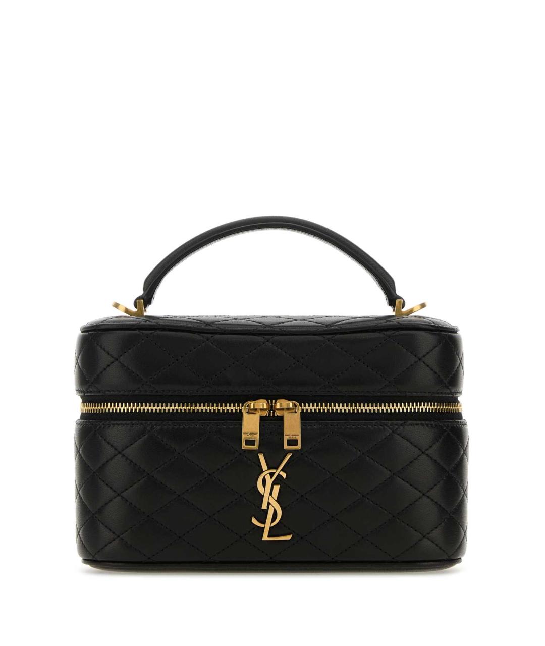 SAINT LAURENT Черная кожаная сумка с короткими ручками, фото 1