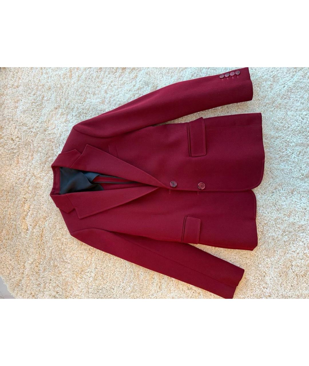 CELINE Бордовый шерстяной костюм с брюками, фото 9