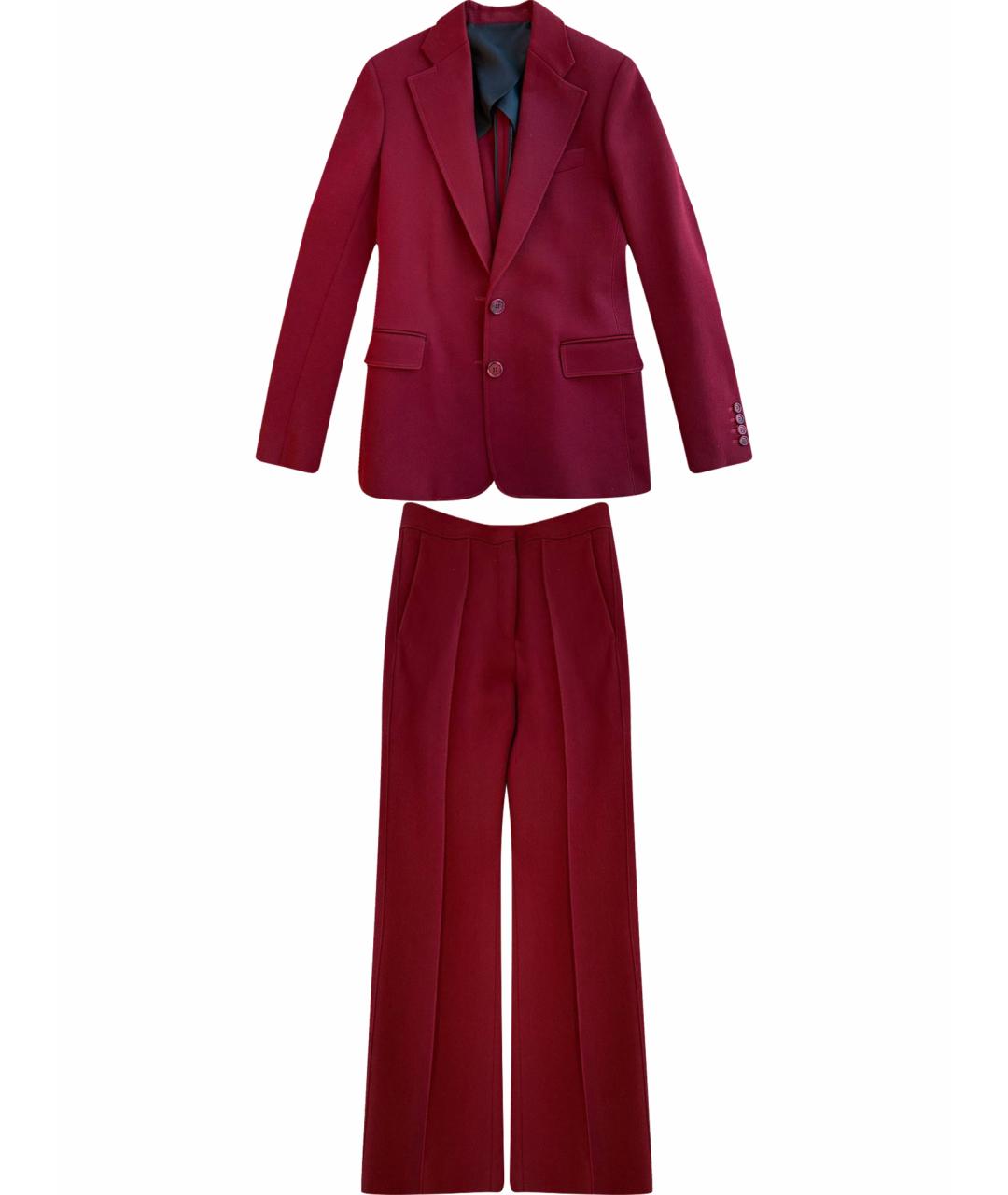CELINE Бордовый шерстяной костюм с брюками, фото 1