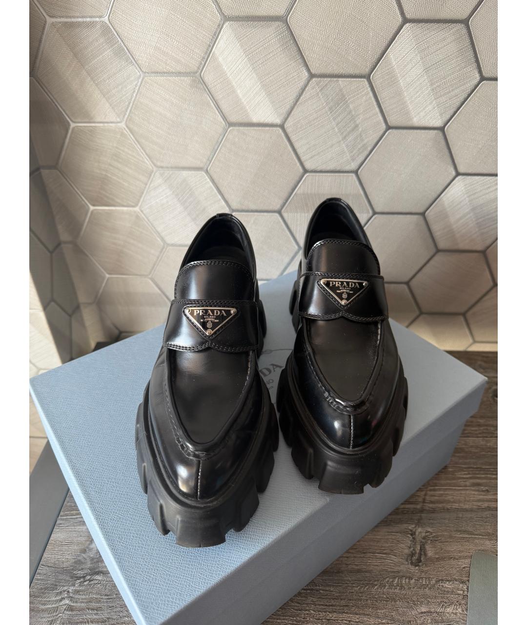PRADA Черные кожаные лоферы, фото 2