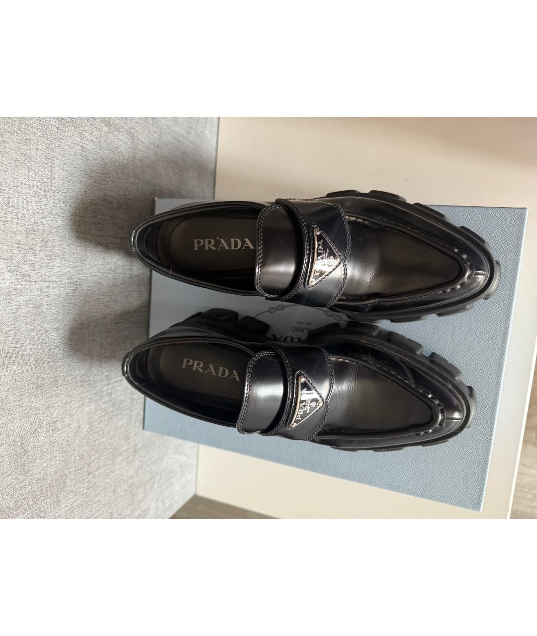 PRADA Черные кожаные лоферы, фото 3