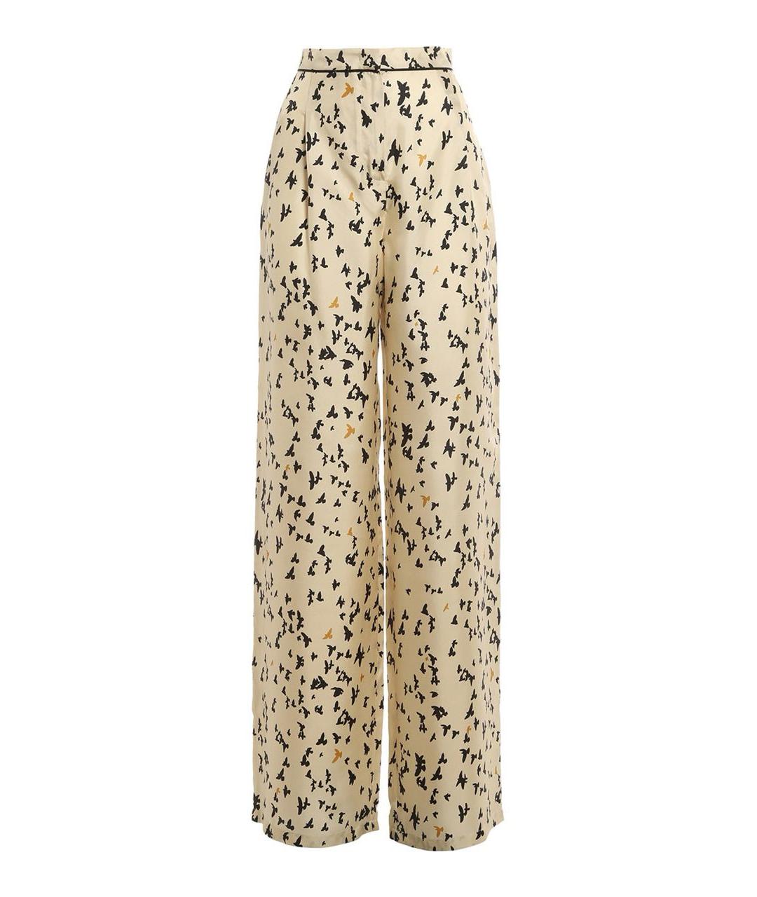 MAX MARA STUDIO Бежевые шелковые брюки широкие, фото 1