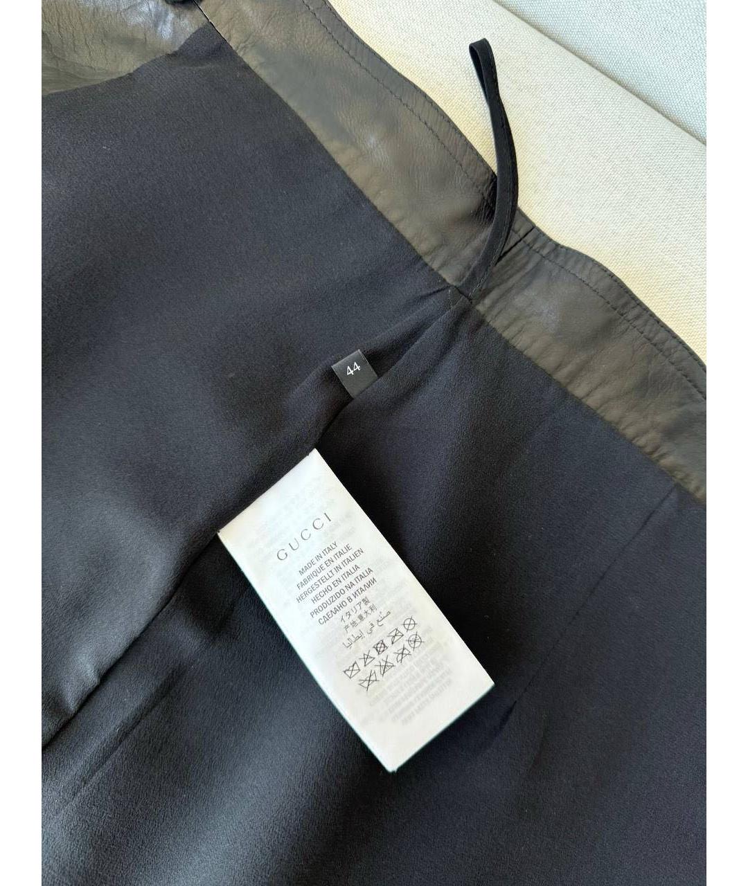 GUCCI Черная кожаная юбка мини, фото 3